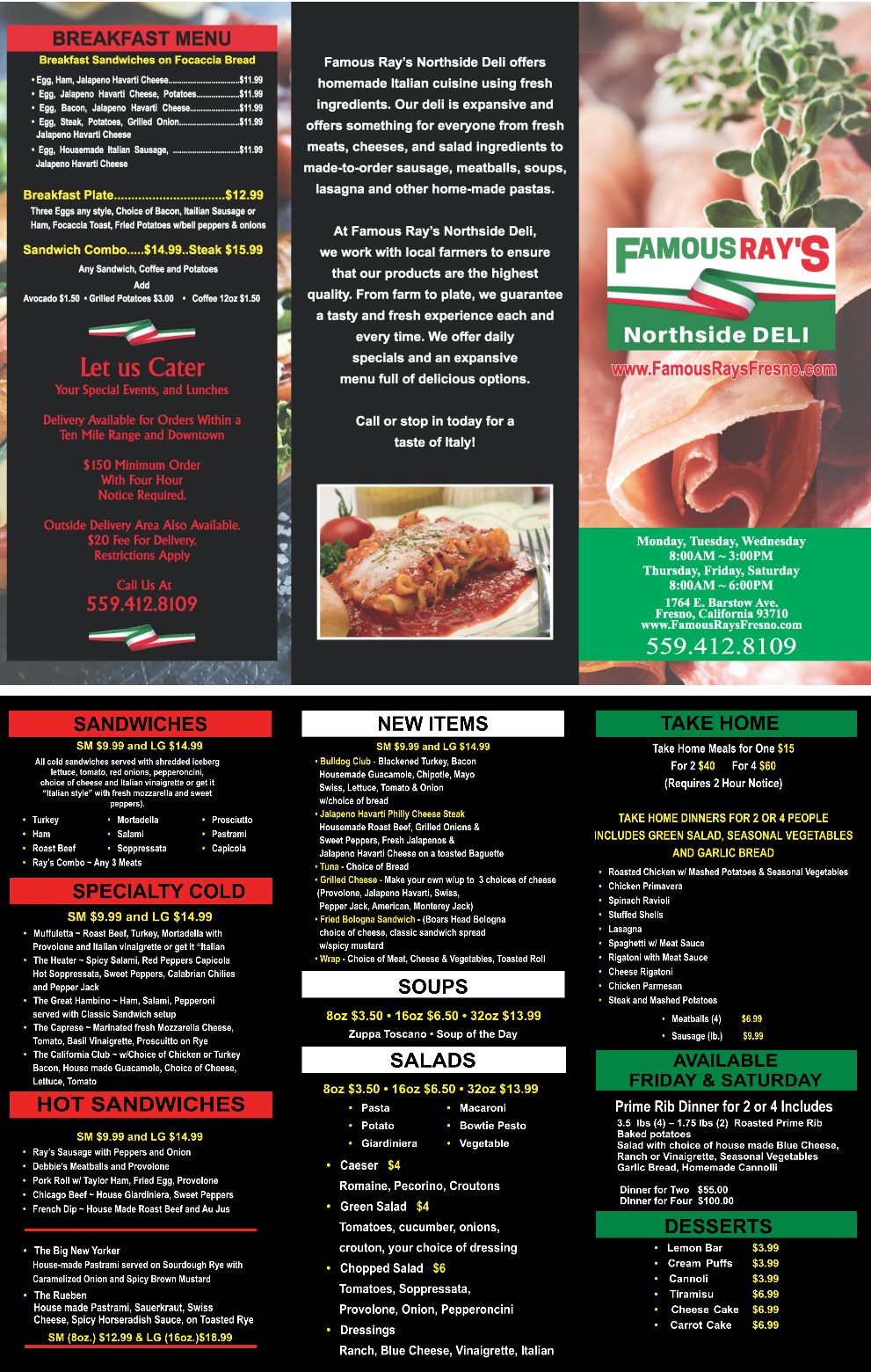 Famous Ray’s Northside Deli | Menu | Pizza, Sausage, Soup | Fresno, CA